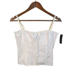 VINTAGE W.D.N.Y Deadstock Y2K White Lace Up Corset Tank Top